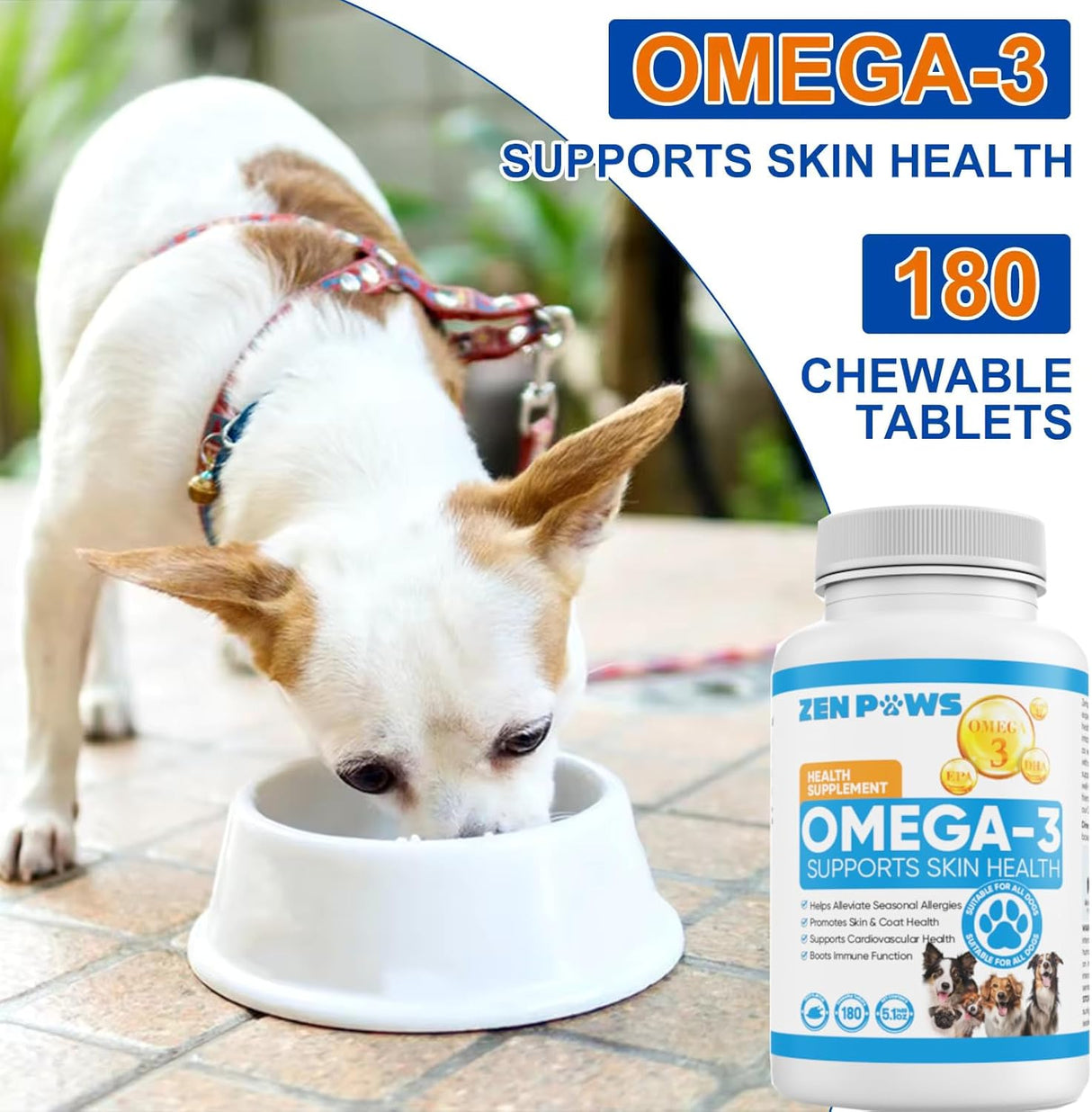 ZENPAWS - Zenpaws Omega 3 Fish Oil for Dogs 180 Tabletas Masticables - The Red Vitamin MX - Aceite De Pescado Para Perros - {{ shop.shopifyCountryName }}