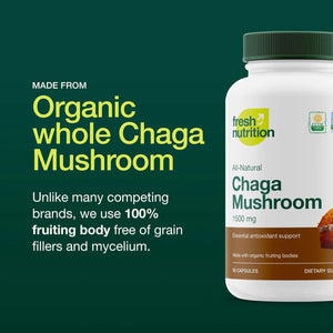 FRESH NUTRITION - Fresh Nutrition Organic Chaga Mushrooms 1500Mg. 90 Capsulas - The Red Vitamin MX - Suplementos Alimenticios - {{ shop.shopifyCountryName }}