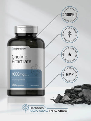 HORBAACH - Horbaach Choline Bitartrate 1000Mg. 250 Capsulas - The Red Vitamin MX - sup - {{ shop.shopifyCountryName }}