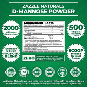 ZAZZEE NATURALS - Zazzee D-Mannose Powder Plus 67 Servicios 184Gr. - The Red Vitamin MX - Suplementos Alimenticios - {{ shop.shopifyCountryName }}