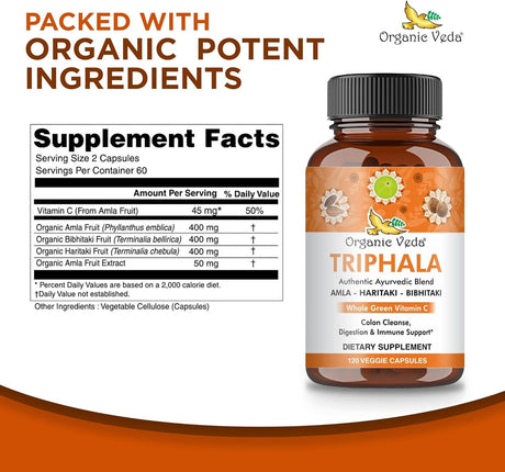 ORGANIC VEDA - Organic Veda Triphala 120 Capsulas - The Red Vitamin MX - Suplementos Alimenticios - {{ shop.shopifyCountryName }}