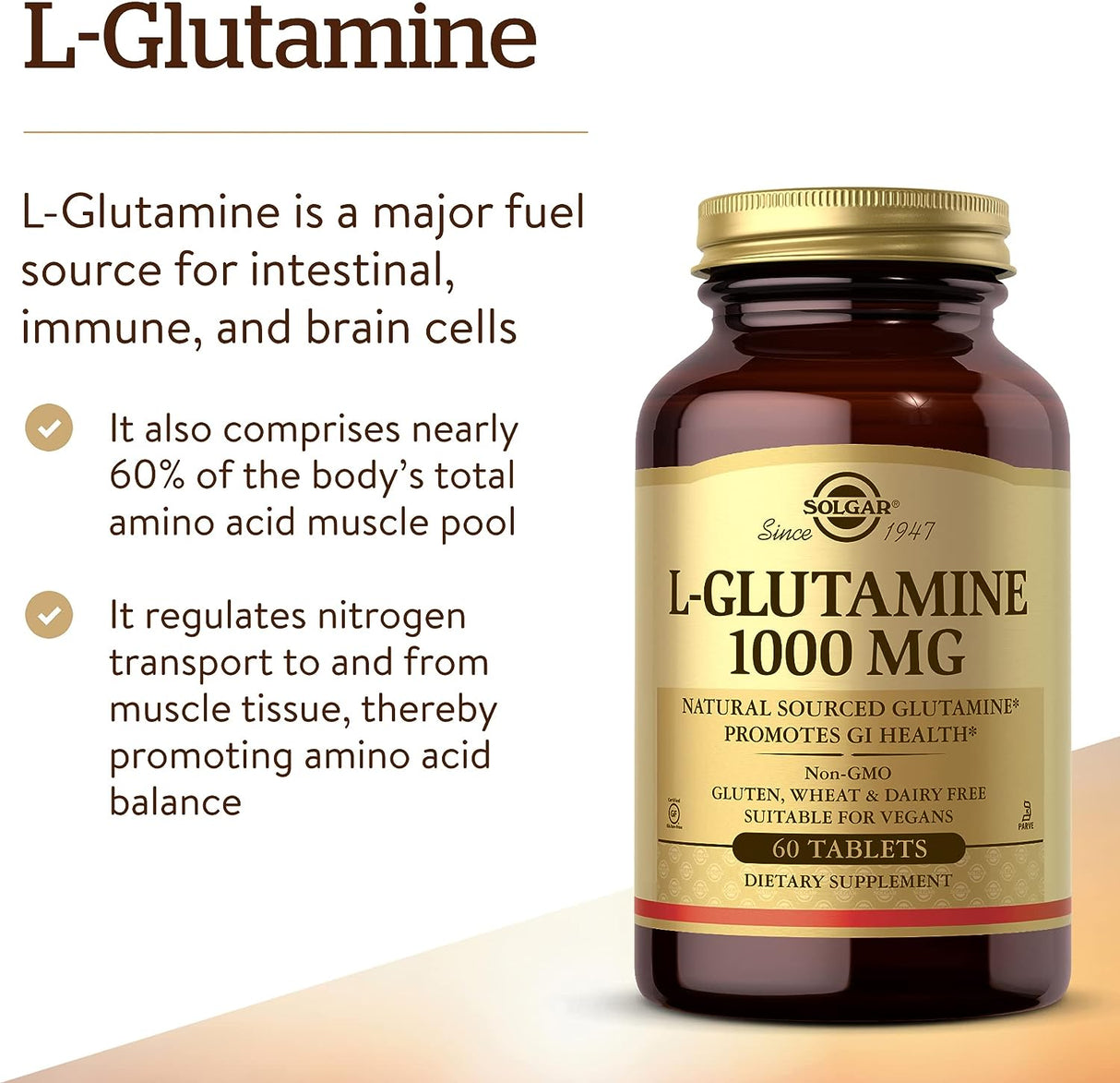 Solgar L-Glutamine 1000Mg. 60 Tabletas - The Red Vitamin MX - Suplementos Alimenticios - SOLGAR