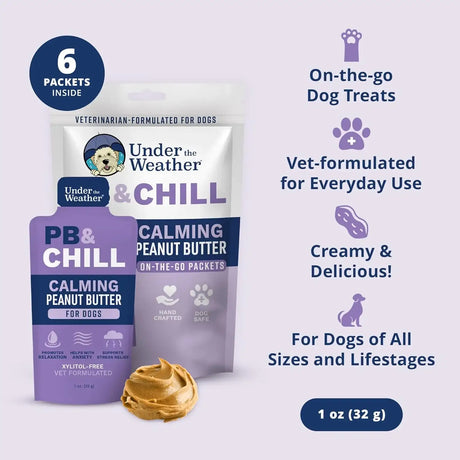 UNDER THE WEATHER - Under the Weather Pet PB & CHILL Dog Peanut Butter Dog Treats 6 Pack - The Red Vitamin MX - Relajantes Para Perros - {{ shop.shopifyCountryName }}