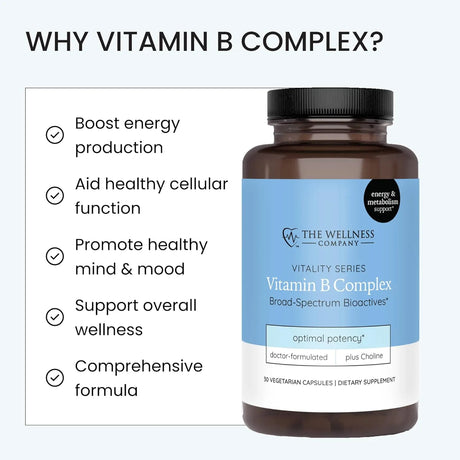 THE WELLNESS COMPANY - The Wellness Company Vitamin B Complex 30 Capsulas - The Red Vitamin MX - Suplementos Alimenticios - {{ shop.shopifyCountryName }}