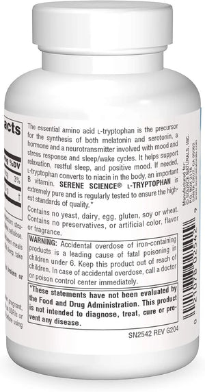SOURCE NATURALS - Source Naturals Serene Science L-Tryptophan 500Mg. 60 Capsulas - The Red Vitamin MX - Suplementos Alimenticios - {{ shop.shopifyCountryName }}