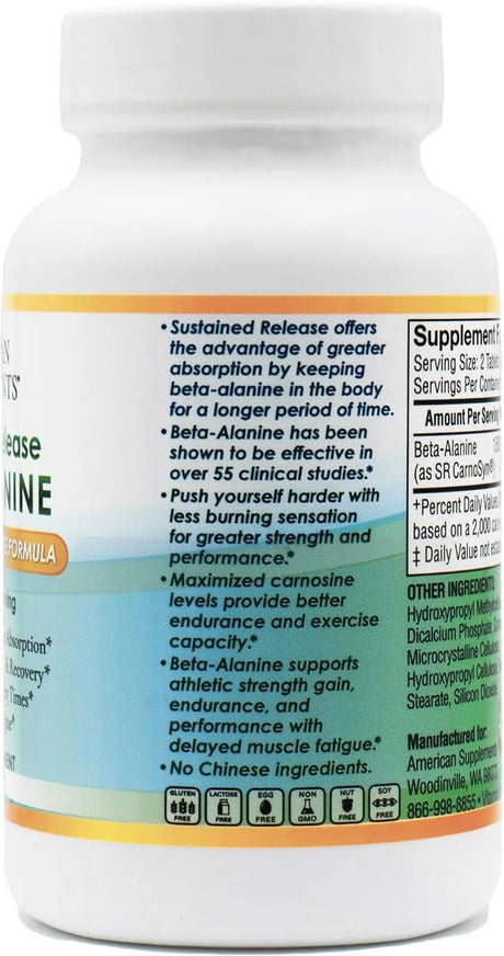 AMERICAN SUPPLEMENTS - American Supplements Sustained Release Beta-Alanine 1600Mg. 120 Tabletas - The Red Vitamin MX - Suplementos Alimenticios - {{ shop.shopifyCountryName }}