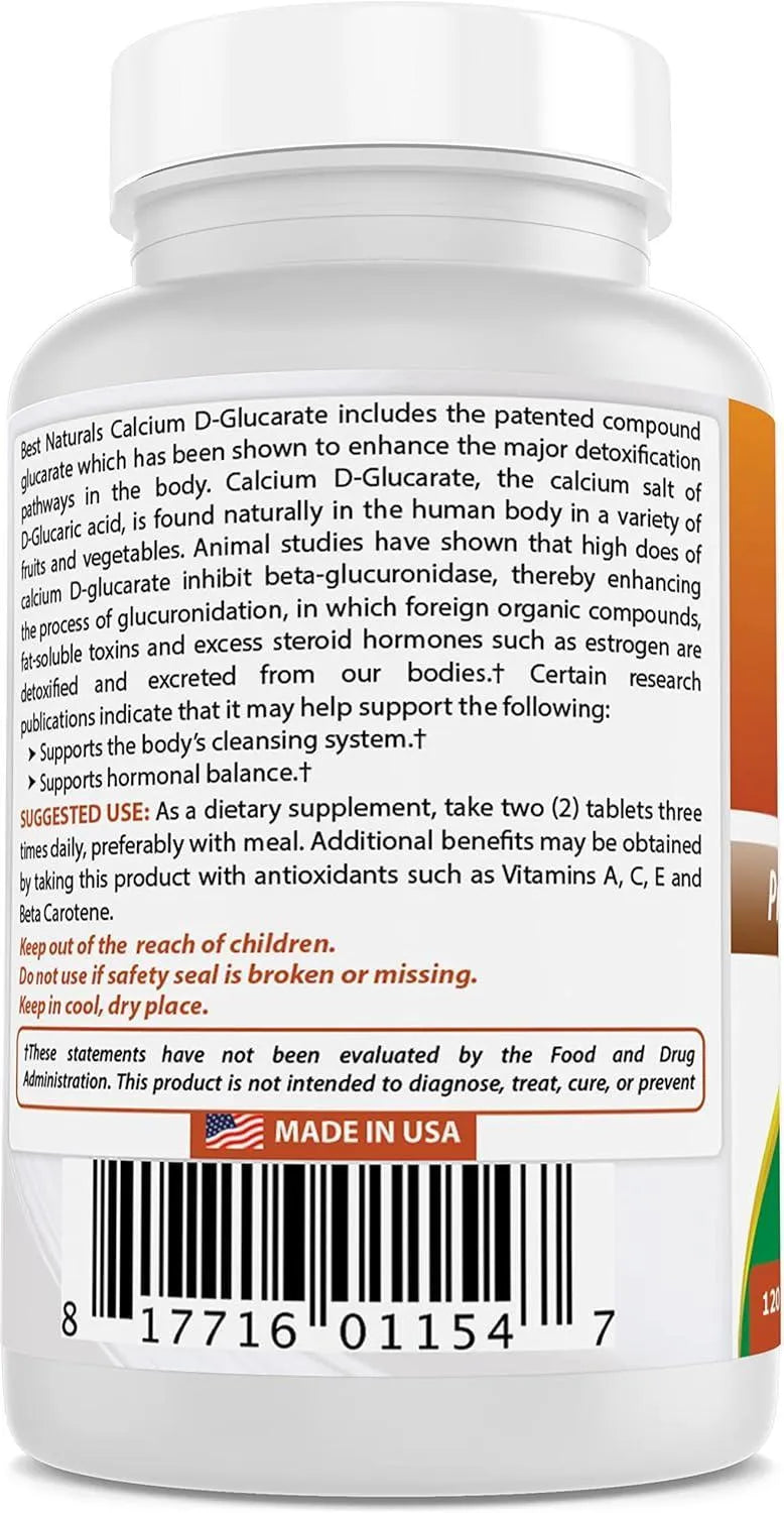 BEST NATURALS - Best Naturals Calcium D-Glucarate 200Mg. 120 Tabletas - The Red Vitamin MX - Suplementos Alimenticios - {{ shop.shopifyCountryName }}