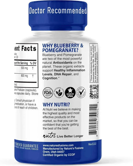 NUTRI ORGANIC - Nutri Organic Blueberry Pomegranate 60 Capsulas - The Red Vitamin MX - Suplementos Alimenticios - {{ shop.shopifyCountryName }}