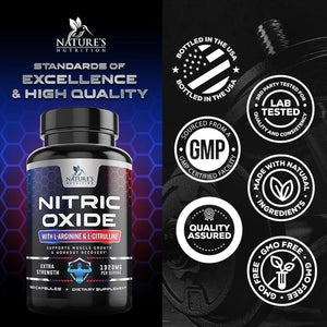 NATURE'S NUTRITION - Nature's Nutrition Extra Strength Nitric Oxide 180 Capsulas - The Red Vitamin MX - Suplementos Alimenticios - {{ shop.shopifyCountryName }}