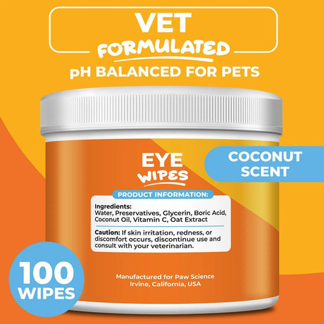 PAW SCIENCE - Paw Science Dog Eye Wipes Coconut Scent 100 Toallitas - The Red Vitamin MX - Cuidado De Los Ojos De Los Perros - {{ shop.shopifyCountryName }}