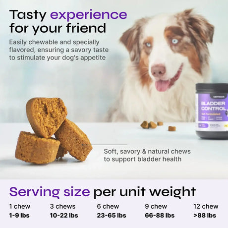 VETRICA - Vetrica Bladder Control Dog UTI Treatment 130 Masticables - The Red Vitamin MX - Salud De Tracto Urinario Para Perros - {{ shop.shopifyCountryName }}