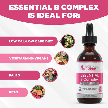 BIOSOURCE LABS - BioSource Labs Essential B Complex 2 Fl.Oz. - The Red Vitamin MX - Suplementos Alimenticios - {{ shop.shopifyCountryName }}