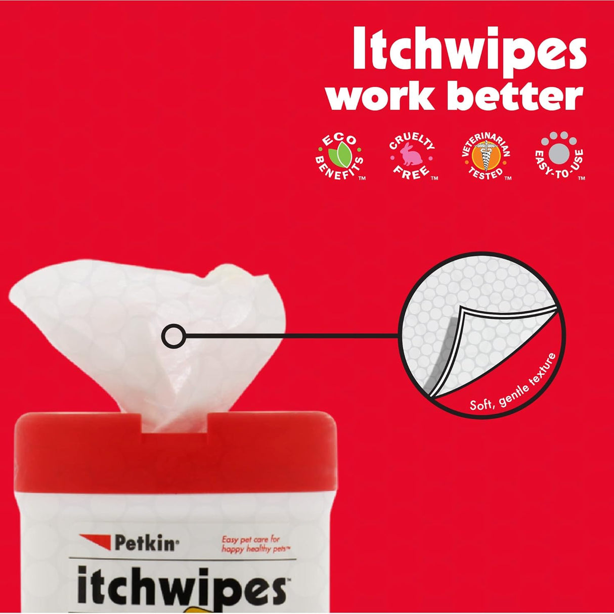 Petkin Anti Itch Wipes for Dogs and Cats 30 Toallitas 2 Pack
