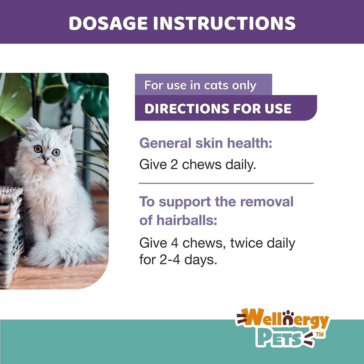 Wellnergy Pets Natural Hairball Control Chews for Cats 70 Masticables