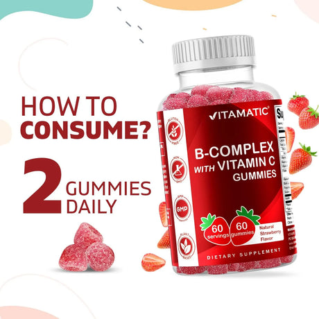 VITAMATIC - Vitamatic Vitamin B Complex Gummies with Vitamin C 60 Gomitas - The Red Vitamin MX - Suplementos Alimenticios - {{ shop.shopifyCountryName }}