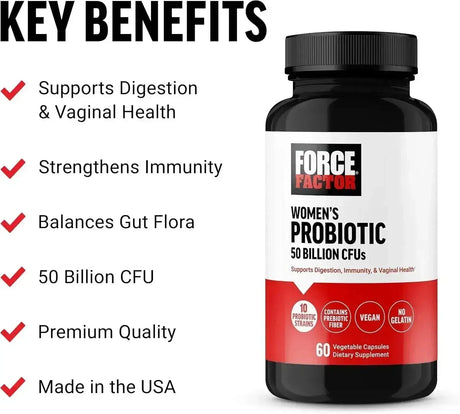 FORCE FACTOR - FORCE FACTOR Probiotic for Women 50 Billion CFU 60 Capsulas - The Red Vitamin MX - Suplementos Alimenticios - {{ shop.shopifyCountryName }}