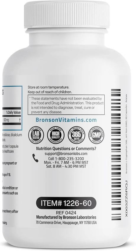 BRONSON - Bronson L-Tryptophan 500Mg. 60 Capsulas - The Red Vitamin MX - Suplementos Alimenticios - {{ shop.shopifyCountryName }}