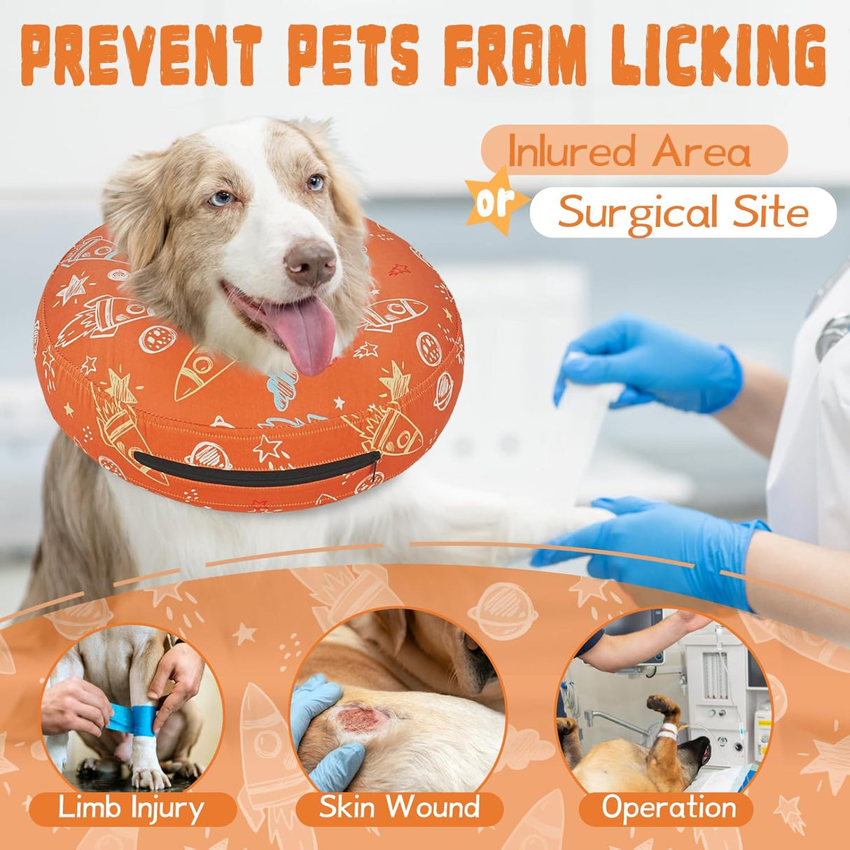 Toptakeit Elevated Inflatable Dog Collar ORANGE XXLARGE