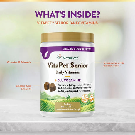 NATURVET - NaturVet VitaPet Senior Daily Vitamin Dog 120 Masticables - The Red Vitamin MX - Multivitamínicos Para Perros - {{ shop.shopifyCountryName }}