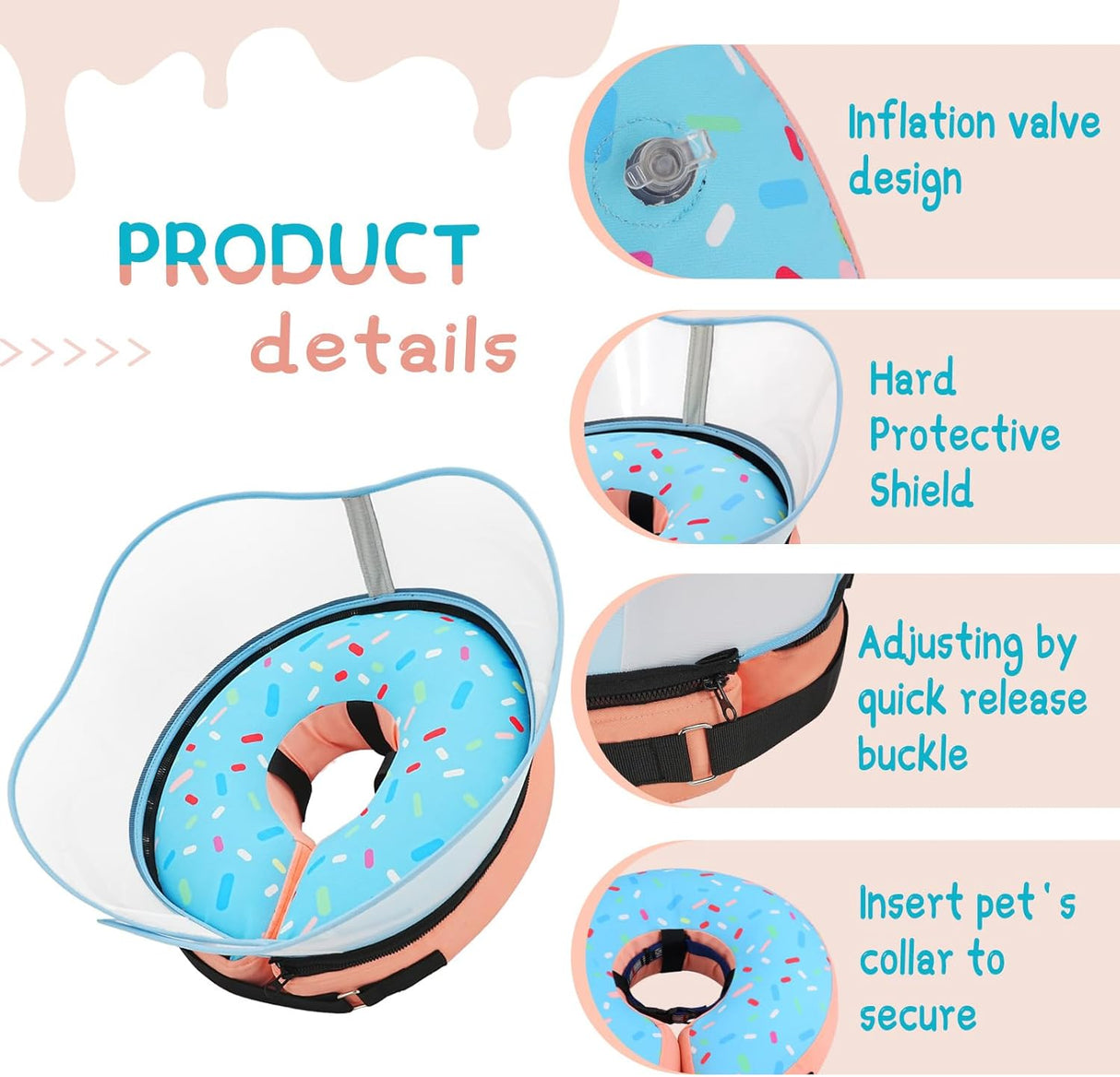Supet Raised Inflatable Dog Cone Collar LARGE