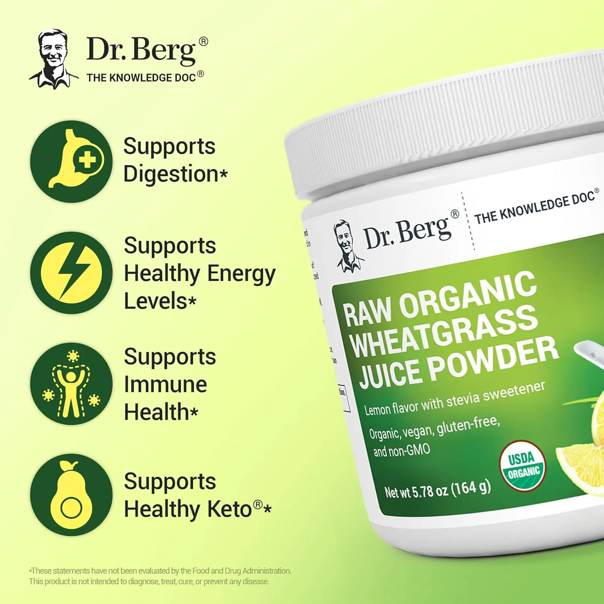 DR. BERG - Dr. Berg Raw Wheatgrass Powder 60 Servicios Lemon Flavor 164Gr. - The Red Vitamin MX - Suplementos Alimenticios - {{ shop.shopifyCountryName }}