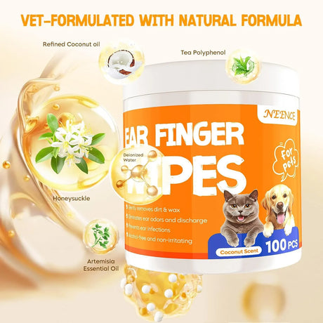 NEENCE - NEENCE Ear Finger Wipes for Dogs & Cats Coconut Scent 100 Toallitas - The Red Vitamin MX - Cuidado Del Oído De Perros - {{ shop.shopifyCountryName }}