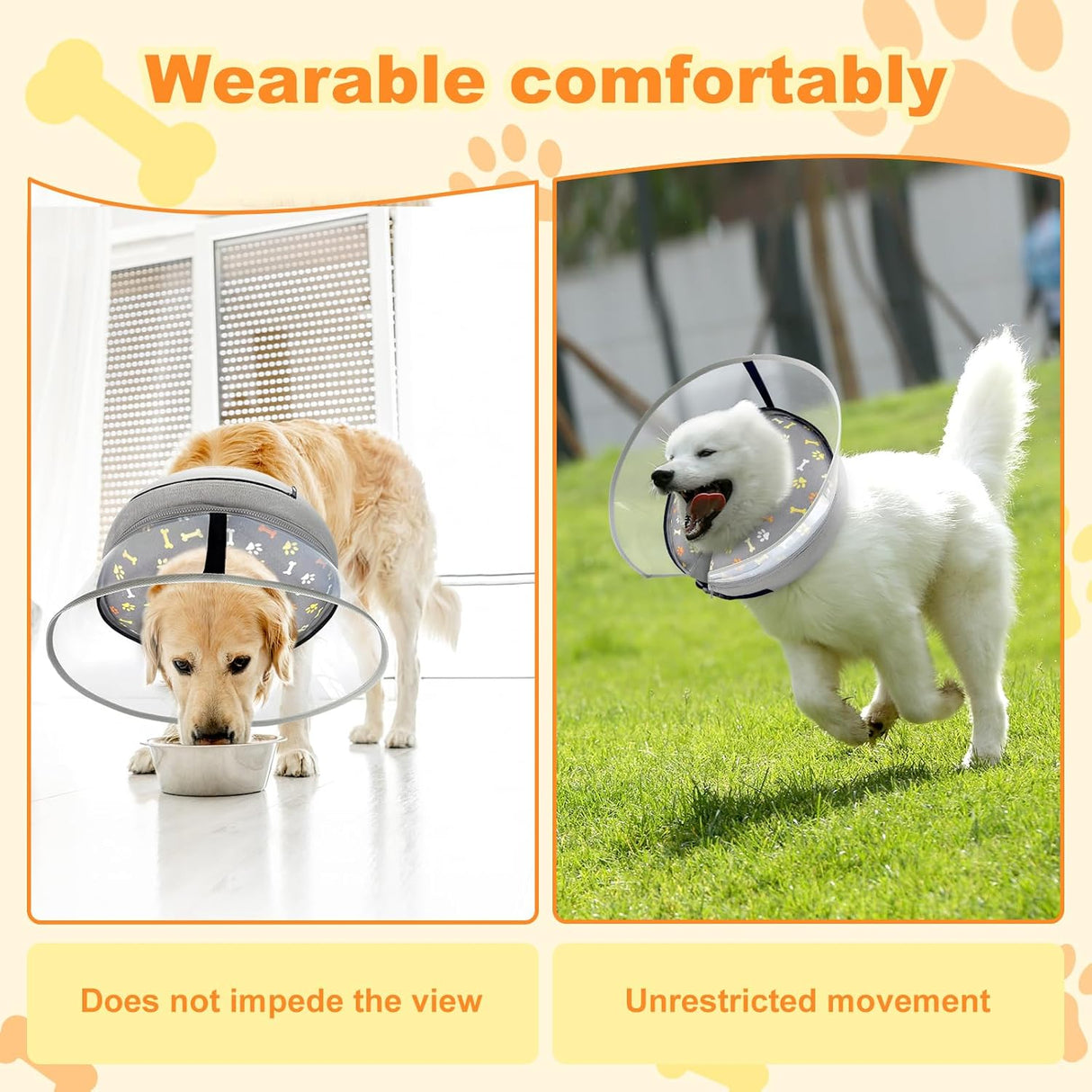 Uaidie Dog Cone Collar with Enhanced Anti-Licking GRAY MEDIUM