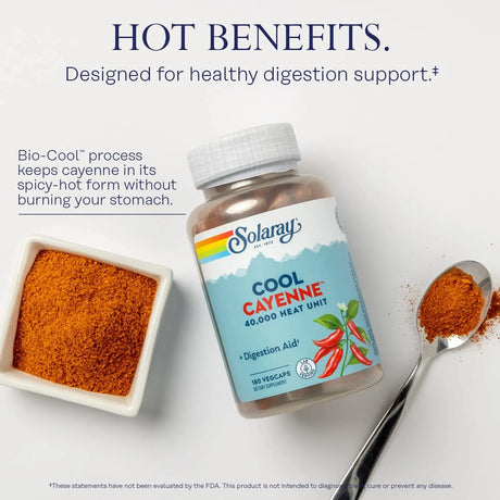 SOLARAY - Solaray Cool Cayenne Pepper 40,000 HU 180 Capsulas - The Red Vitamin MX - Suplementos Alimenticios - {{ shop.shopifyCountryName }}