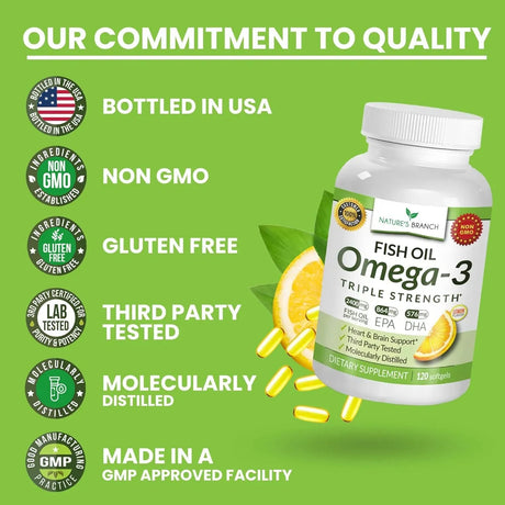 NATURE'S BRANCH - Nature's Branch Best Triple Strength Omega 3 Fish Oil 2400Mg. 120 Capsulas Blandas - The Red Vitamin MX - Suplementos Alimenticios - {{ shop.shopifyCountryName }}