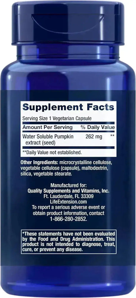 LIFE EXTENSION - Life Extension Water-Soluble Pumpkin Seed Extract 60 Capsulas - The Red Vitamin MX - Suplementos Alimenticios - {{ shop.shopifyCountryName }}
