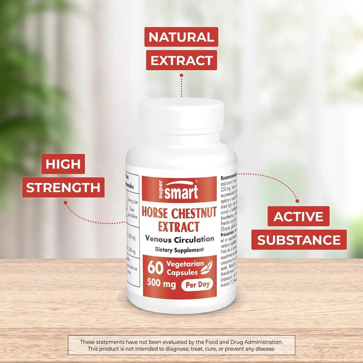 SUPER SMART - Supersmart Horse Chestnut Extract 500Mg. 60 Capsulas - The Red Vitamin MX - Suplementos Alimenticios - {{ shop.shopifyCountryName }}