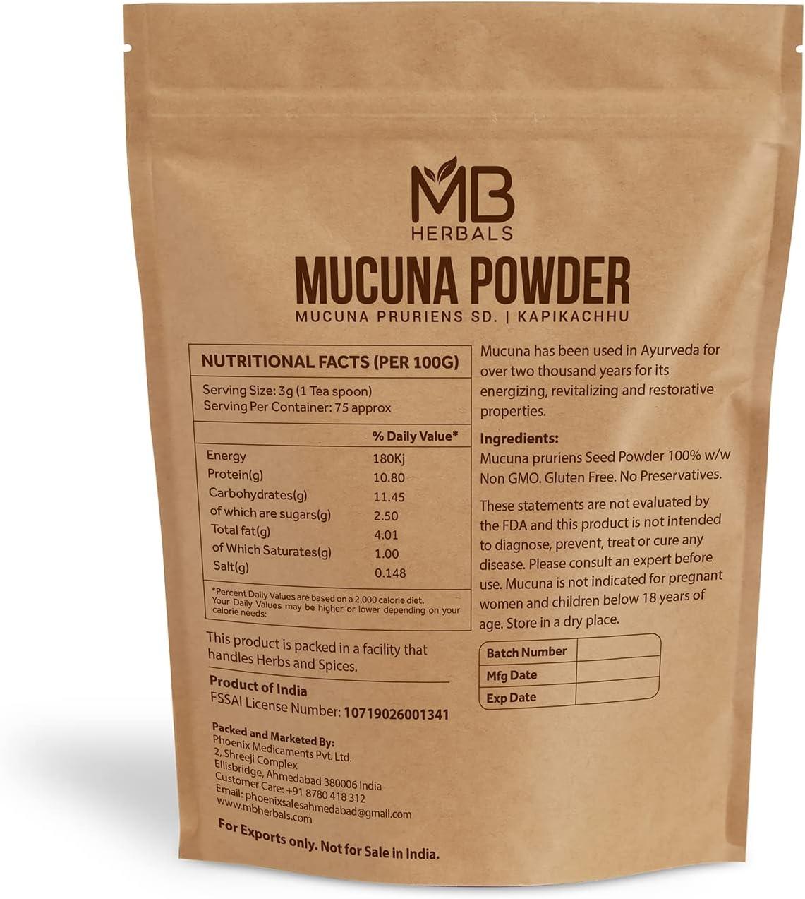 MB HERBALS - MB Herbals Mucuna Powder 227Gr. - The Red Vitamin MX - Suplementos Alimenticios - {{ shop.shopifyCountryName }}