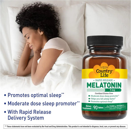 COUNTRY LIFE - Country Life Melatonin Sleep Aid 3Mg. 90 Tabletas - The Red Vitamin MX - Suplementos Alimenticios - {{ shop.shopifyCountryName }}