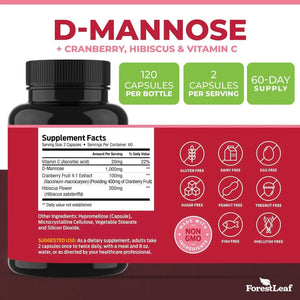 FOREST LEAF - ForestLeaf D Mannose 1000Mg. 120 Capsulas - The Red Vitamin MX - Suplementos Alimenticios - {{ shop.shopifyCountryName }}