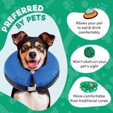 BENCMATE Inflatable Dog Cone Collar Alternative MEDIUM PLUS Blue