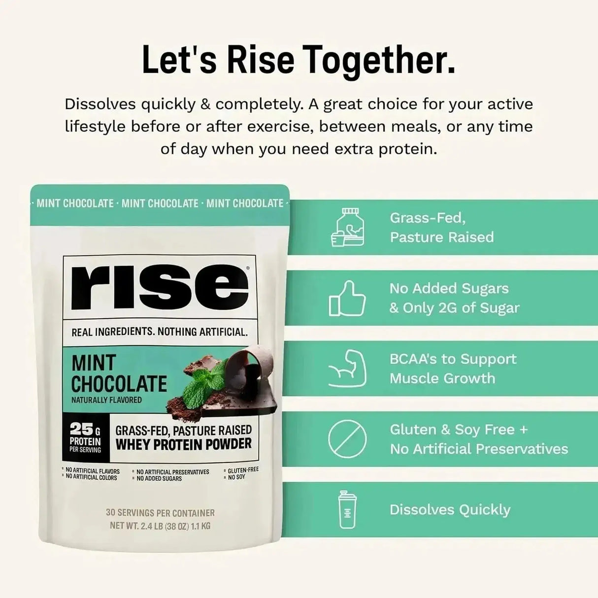 RISE - Rise Whey Protein Powder Grass Fed Mint Chocolate 1.1 Kg. - The Red Vitamin MX - Suplementos Alimenticios - {{ shop.shopifyCountryName }}