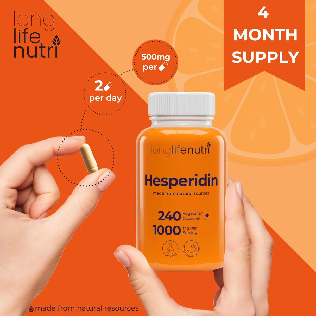 LONGLIFENUTRI - LongLifeNutri Hesperidin 1000Mg. 240 Capsulas - The Red Vitamin MX - Suplementos Alimenticios - {{ shop.shopifyCountryName }}