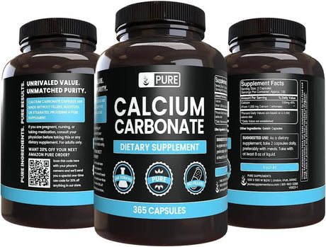 PURE ORIGINAL INGREDIENTS - Pure Original Ingredients Calcium Carbonate 365 Capsulas - The Red Vitamin MX - Suplementos Alimenticios - {{ shop.shopifyCountryName }}