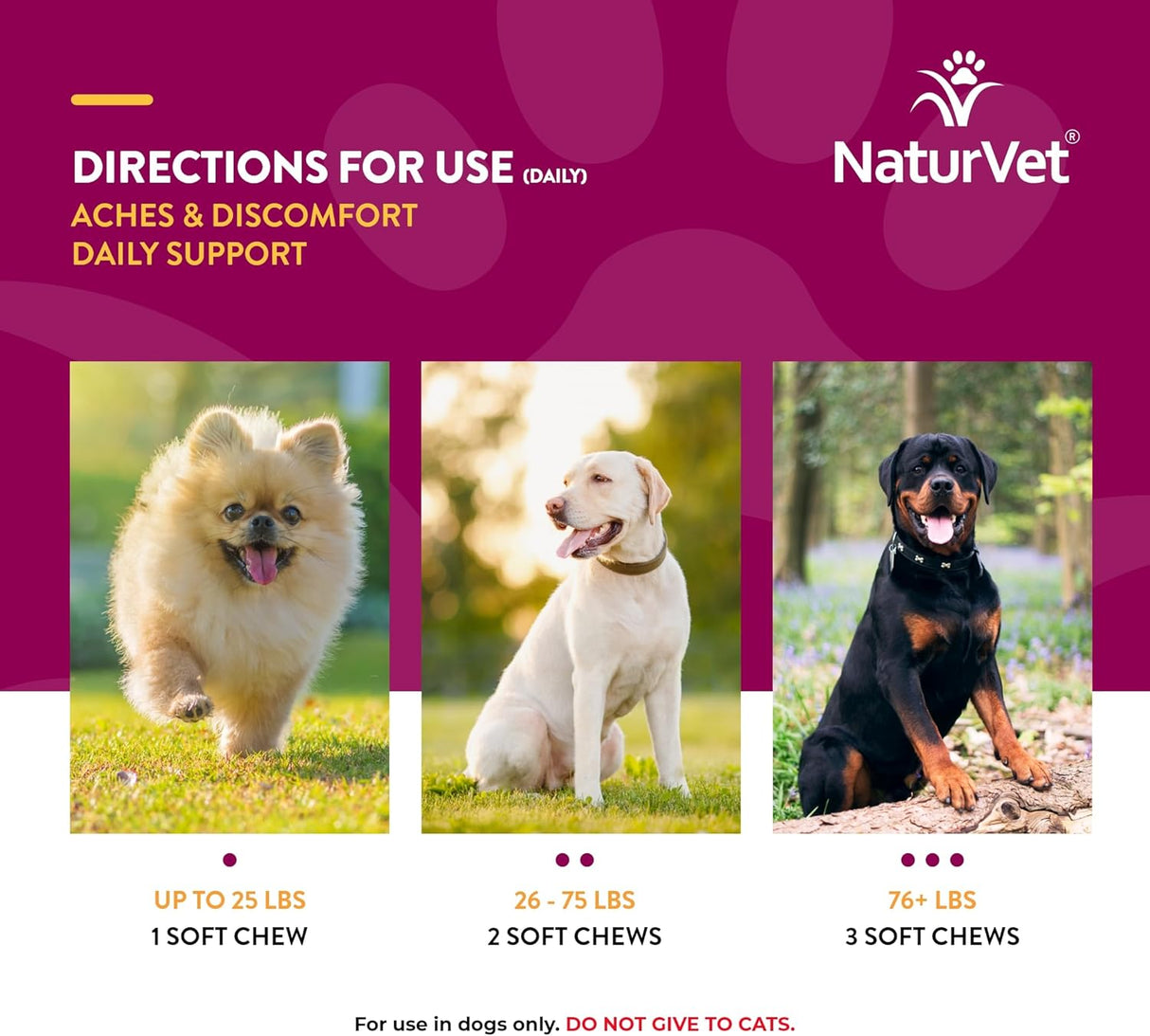 NaturVet Aches & Discomfort Dog Supplement Plus Glucosamine 30 Masticables