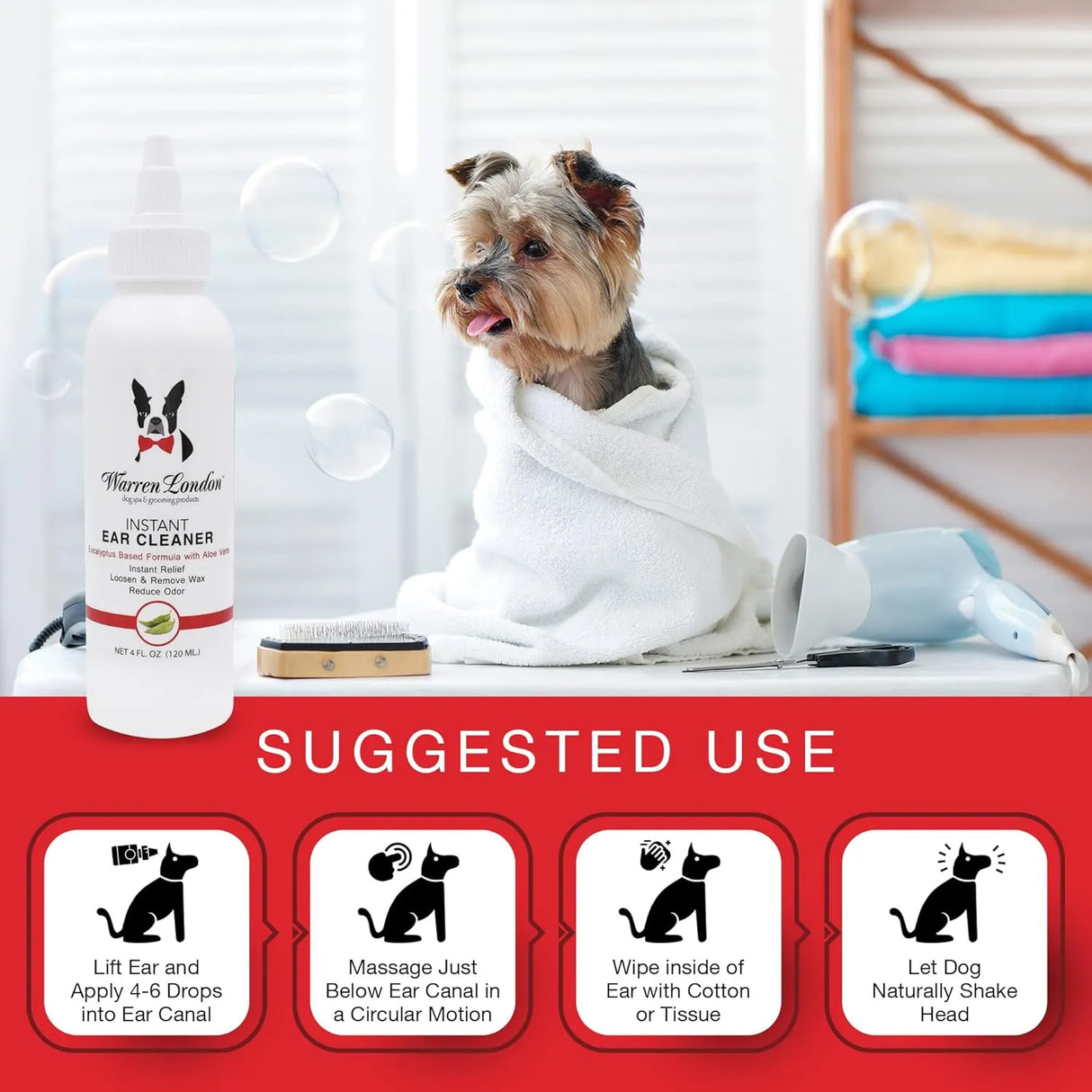 WARREN - Warren London Instant Ear Cleaner for Cat & Dog 12 Fl.Oz. - The Red Vitamin MX - Cuidado Del Oído De Perros - {{ shop.shopifyCountryName }}
