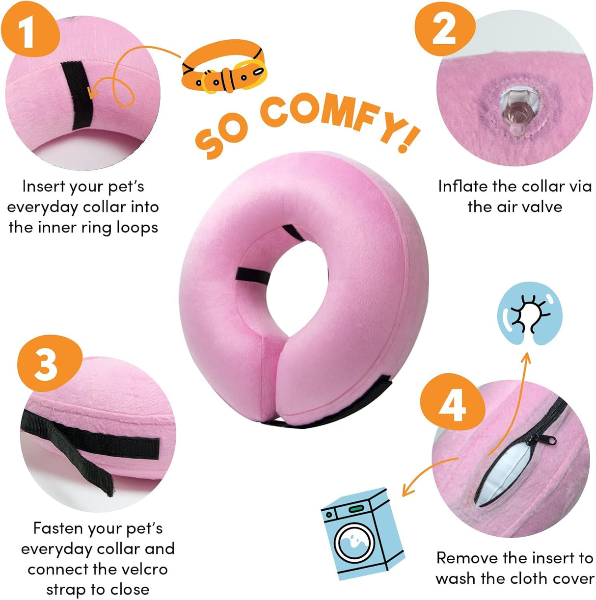 BENCMATE Inflatable Dog Cone Collar Alternative XLARGE Pink