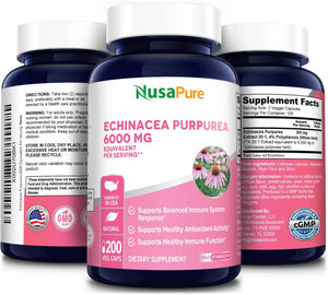 NusaPure Echinacea Extract 6000Mg. 200 Capsulas