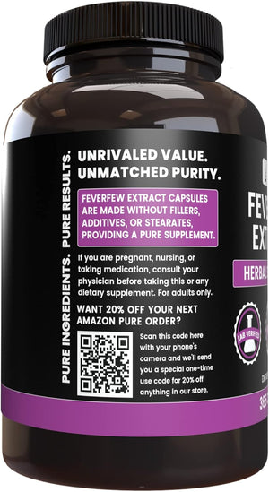 Pure Original Ingredients Feverfew Extract 365 Capsulas