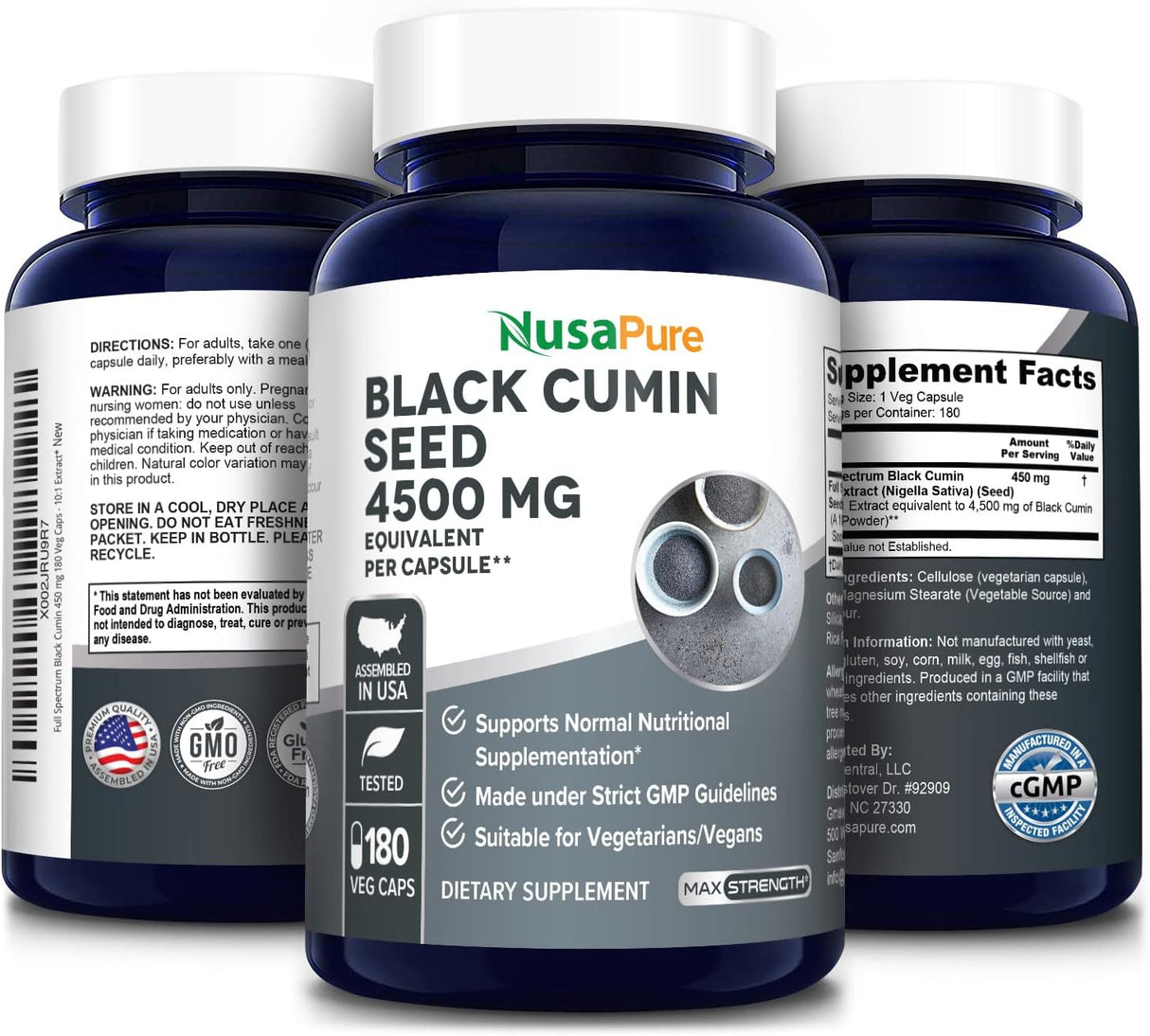NusaPure Full Spectrum Black Cumin Seed Extract 4500Mg. 180 Capsulas