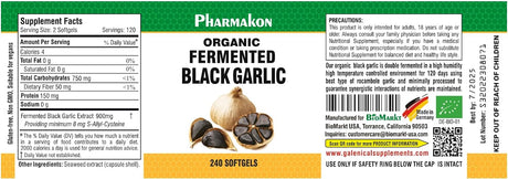 PHARMAKON - PHARMAKON Organic Aged Black Garlic 240 Capsulas Blandas - The Red Vitamin MX - Suplementos Alimenticios - {{ shop.shopifyCountryName }}