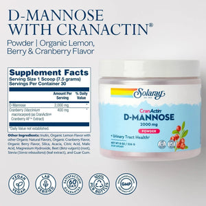 SOLARAY - Solaray D-Mannose with CranActin Cranberry AF Extract Powder 226Gr. - The Red Vitamin MX - Suplementos Alimenticios - {{ shop.shopifyCountryName }}