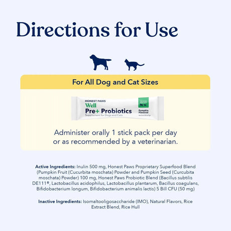 HONEST PAWS - Honest Paws Premium Probiotic Powder Pumpkin 30 Paquetes - The Red Vitamin MX - Probióticos Para Perros - {{ shop.shopifyCountryName }}