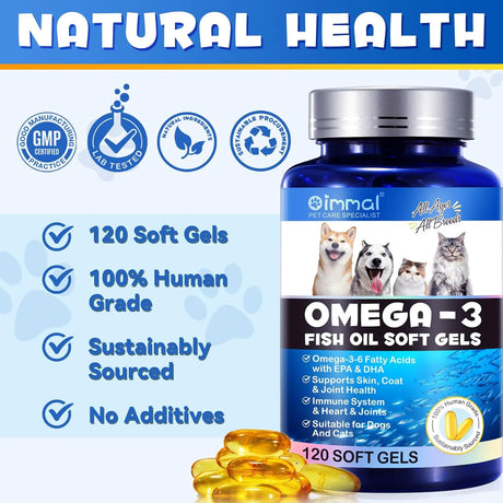 OIMMAL - Oimmal Omega-3 Pet 120 Capsulas Blandas - The Red Vitamin MX - Aceite De Pescado Para Perros - {{ shop.shopifyCountryName }}