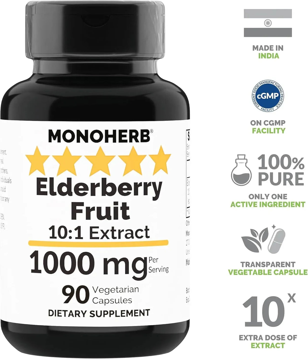 MONOHERB - Monoherb Elderberry Fruit Extract 1000Mg. 90 Capsulas - The Red Vitamin MX - Suplementos Alimenticios - {{ shop.shopifyCountryName }}