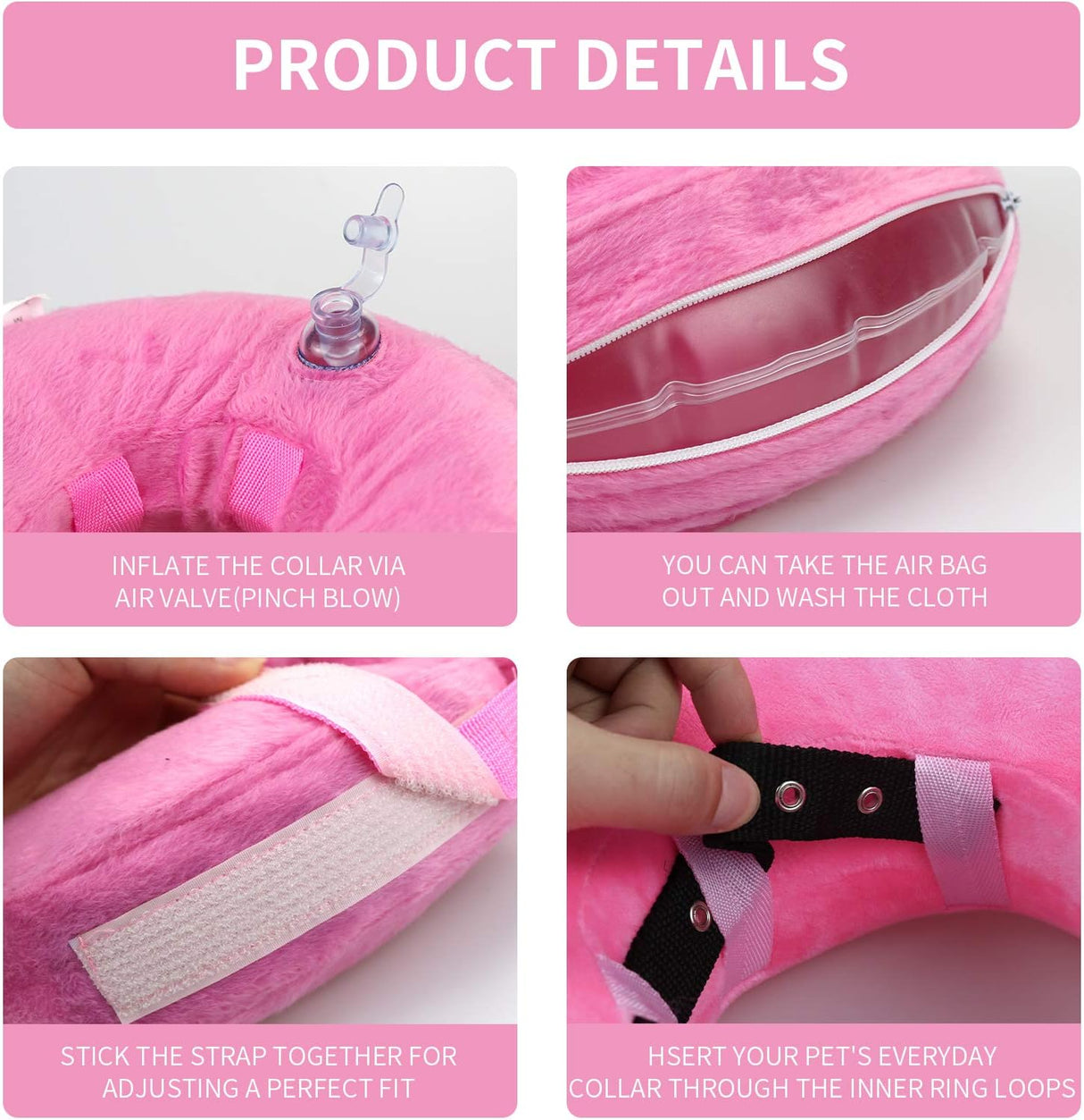 MCHY Adjustable Recovery Collar for Dogs XLARGE PINK